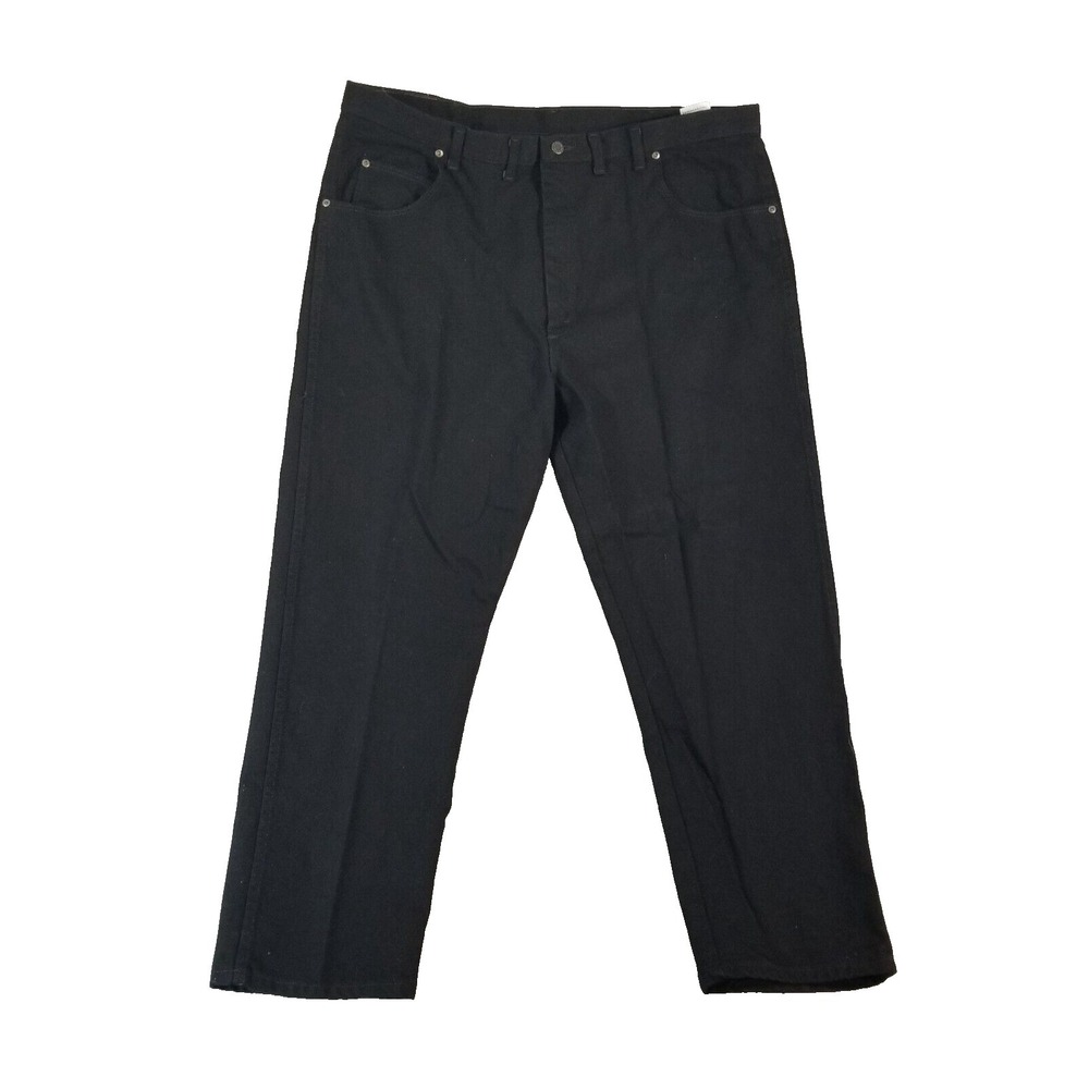 Wrangler jeans men's 44x30 authentic regular fit straight black denim pants